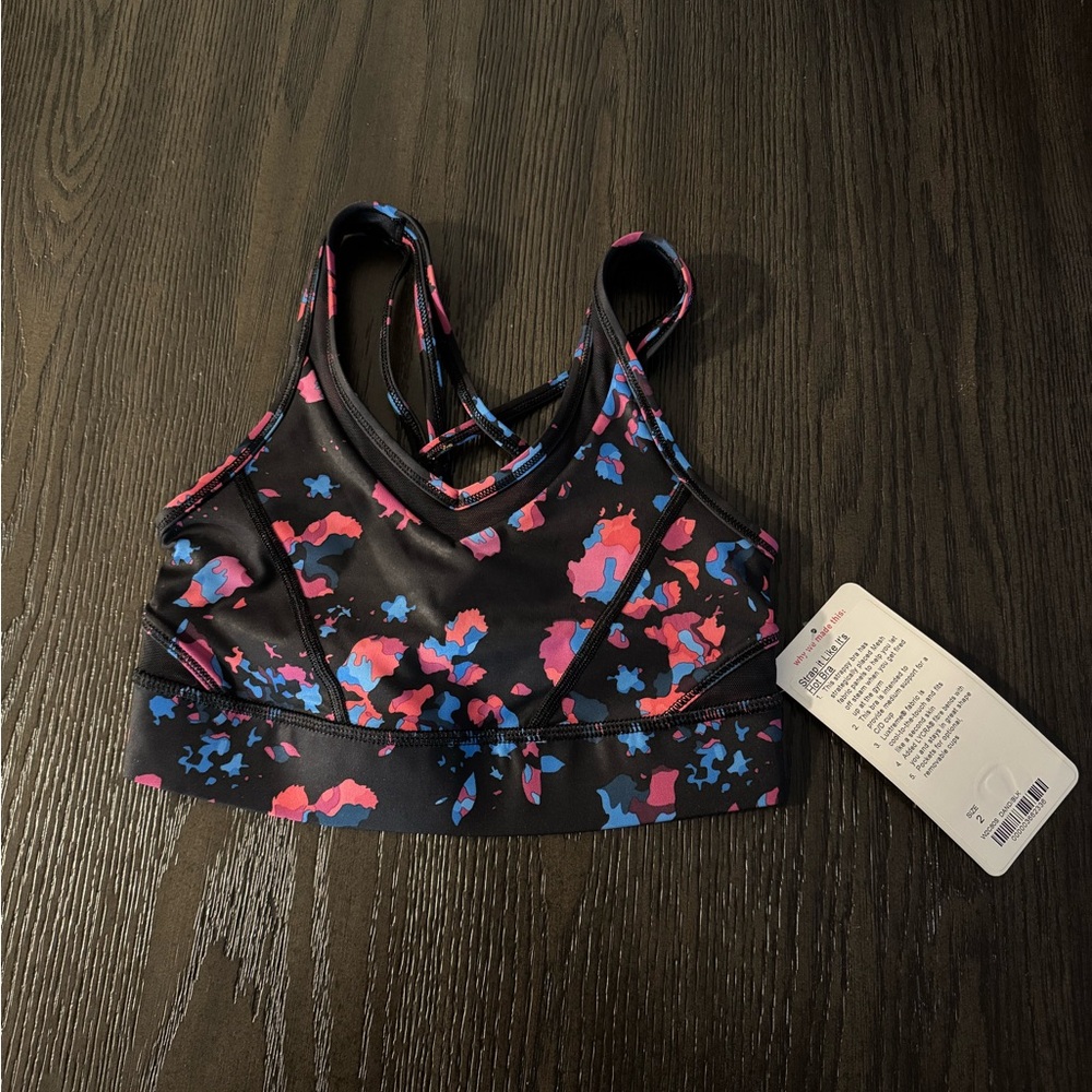 Women's Black and Pink Sports Bra - Lululemon Strap it like it’s hot bra